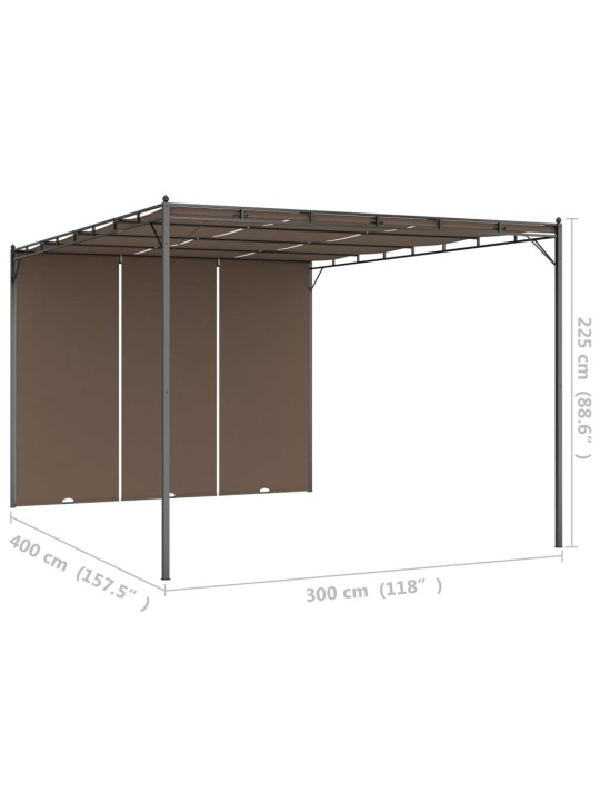 Sodo pavėsinė su šonine užuolaida, taupe spalvos, 4x3x2,25m