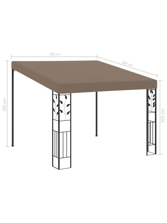 Prie sienos montuojama pavėsinė, taupe spalvos, 3x3x2,5m