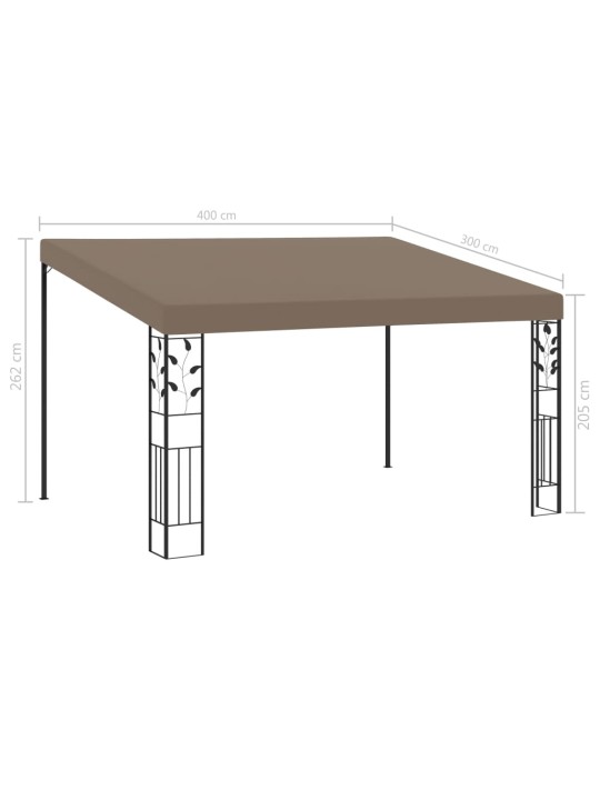 Prie sienos montuojama pavėsinė, taupe spalvos, 4x3x2,5m