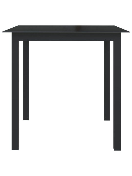 Sodo stalas, juodas, 80x80x74cm, aliuminis ir stiklas