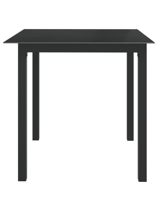 Sodo stalas, juodas, 80x80x74cm, aliuminis ir stiklas