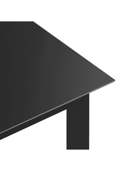 Sodo stalas, juodas, 150x90x74cm, aliuminis ir stiklas