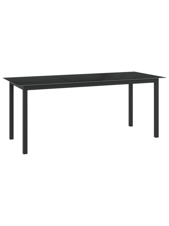 Sodo stalas, juodas, 190x90x74cm, aliuminis ir stiklas