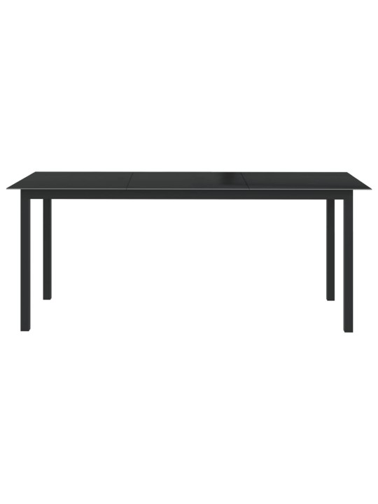 Sodo stalas, juodas, 190x90x74cm, aliuminis ir stiklas