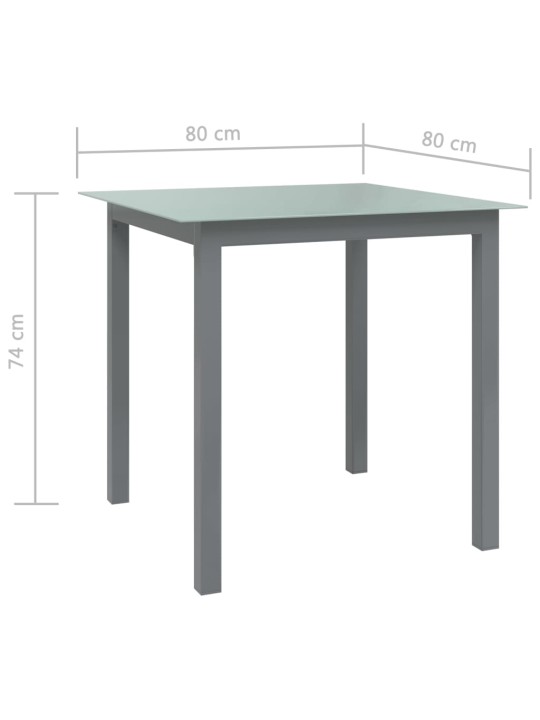 Sodo stalas, šviesiai pilkos, 80x80x74cm, aliuminis ir stiklas
