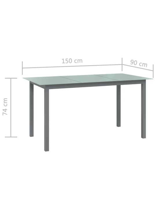 Sodo stalas, šviesiai pilkas, 150x90x74cm, aliuminis, stiklas