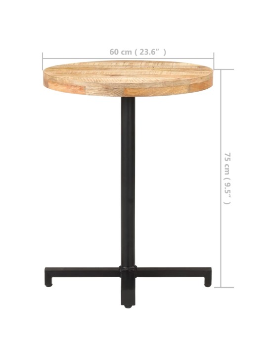 Bistro staliukas, skersmuo 60x75cm, neapdorota mango mediena
