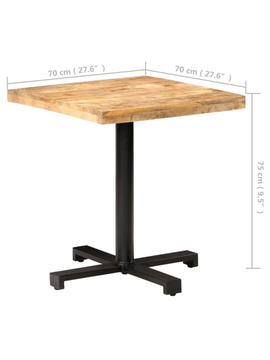 Bistro staliukas, 70x70x75cm, neapdorota mango mediena