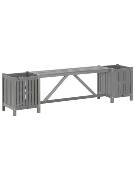 Sodo suoliukas su 2 vazonais, pilkas, 150cm, akacijos masyvas