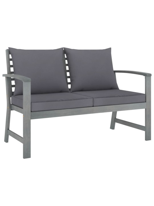Sodo suoliukas su pilkom pagalvėlėm, 120cm, akacijos masyvas