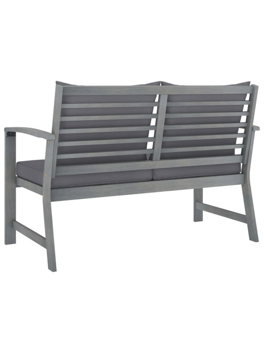 Sodo suoliukas su pilkom pagalvėlėm, 120cm, akacijos masyvas