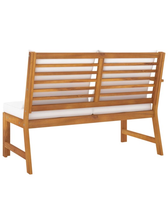 Sodo suoliukas su kreminėmis pagalvėlėmis, 114,5cm, akacija