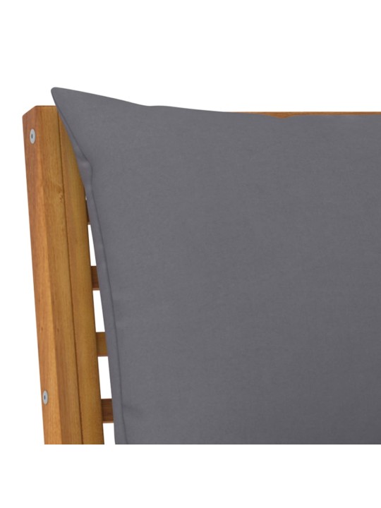 Sodo suoliukas su pilkomis pagalvėlėmis, 114,5cm, akacija