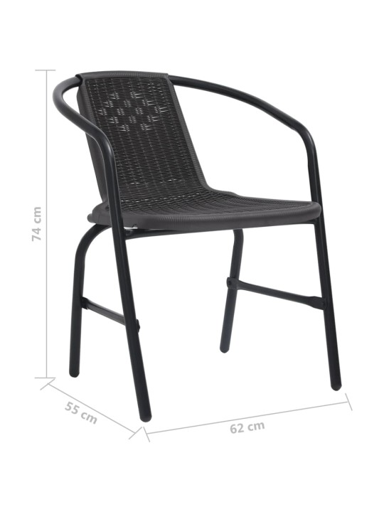 Sodo kėdės, 2vnt., plastikinis ratanas ir plienas, 110kg