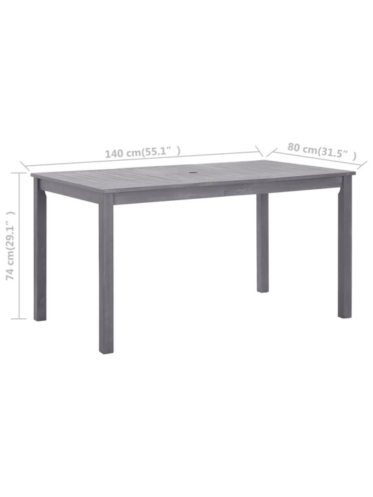 Sodo stalas, baltintas pilkas, 140x80x74cm, akacijos masyvas