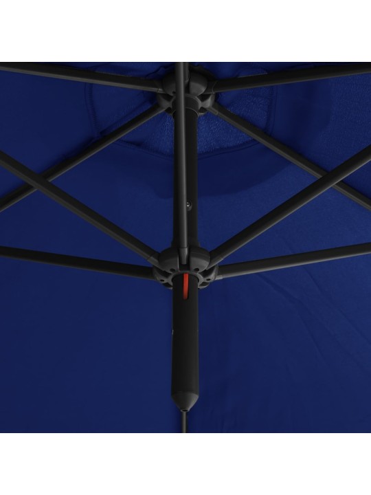 Dvigubas skėtis su plieniniu stulpu, tamsiai mėlynas, 600cm