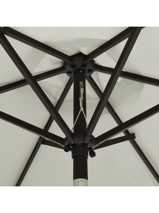 Skėtis nuo saulės su LED, smėlio spalvos, 200x211cm, aliuminis