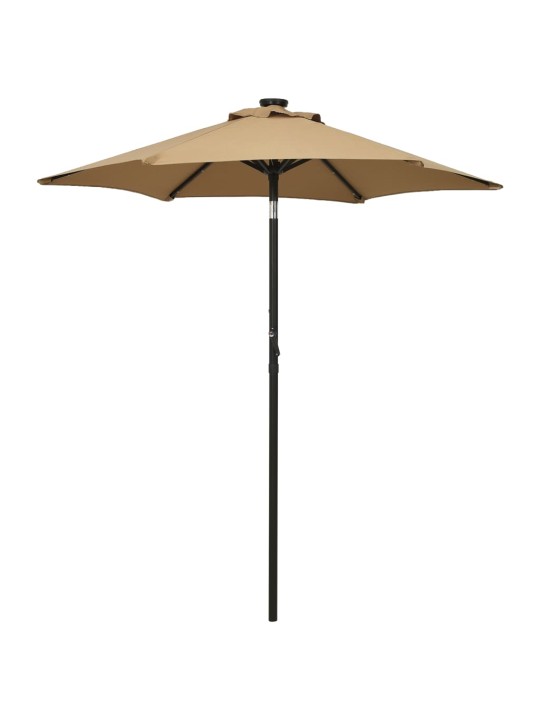 Skėtis nuo saulės su LED, taupe, 200x211cm, aliuminis