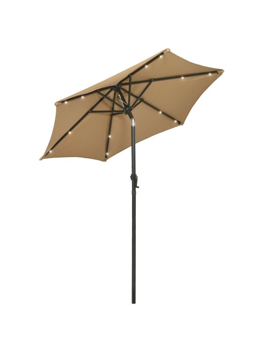 Skėtis nuo saulės su LED, taupe, 200x211cm, aliuminis