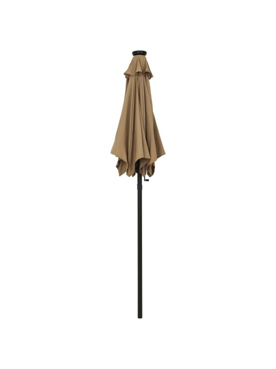 Skėtis nuo saulės su LED, taupe, 200x211cm, aliuminis