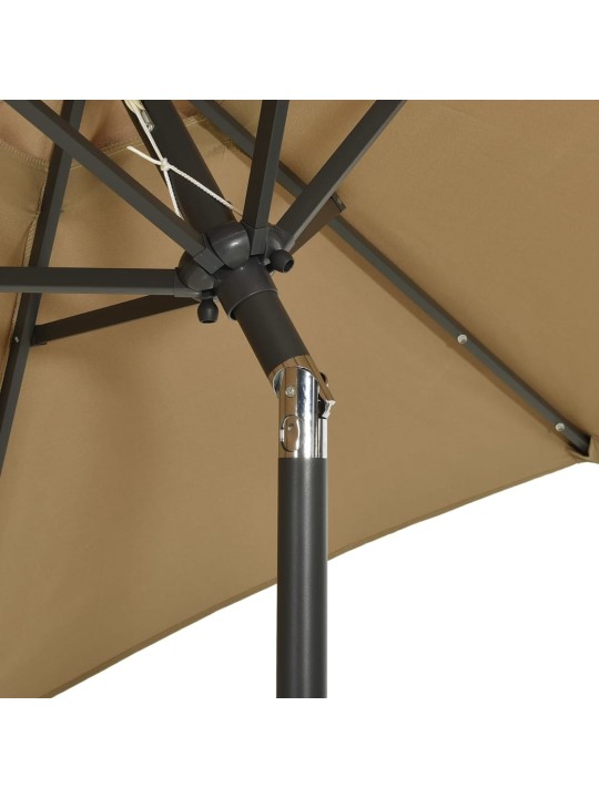 Skėtis nuo saulės su LED, taupe, 200x211cm, aliuminis