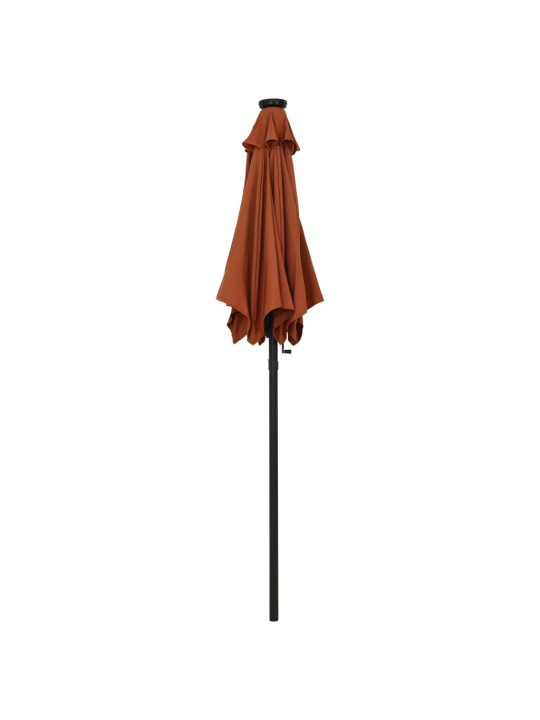Sodo skėtis nuo saulės su LED, terakota, 200x211cm, aliuminis