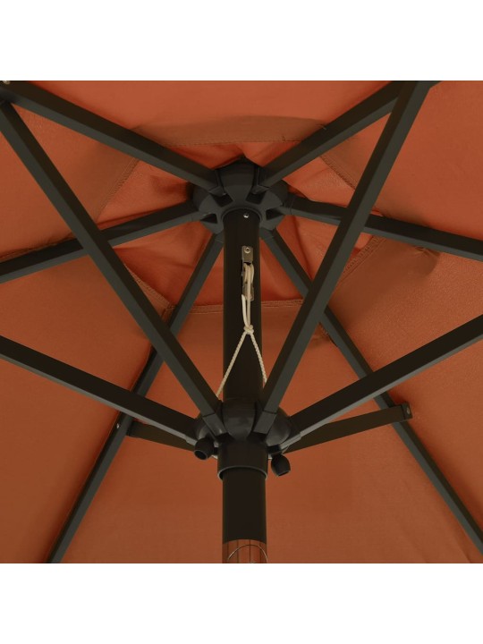 Sodo skėtis nuo saulės su LED, terakota, 200x211cm, aliuminis