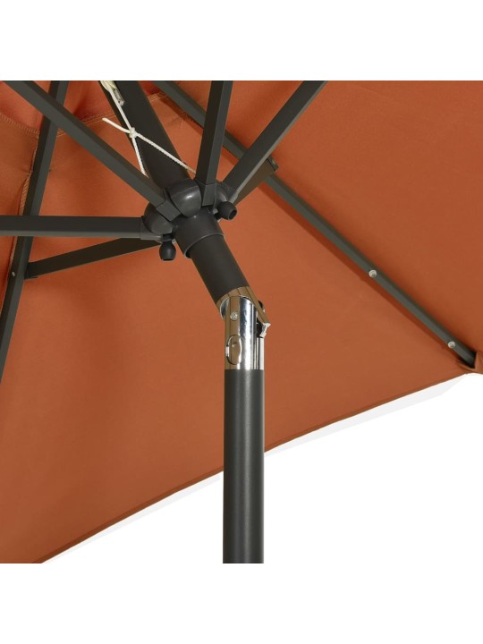 Sodo skėtis nuo saulės su LED, terakota, 200x211cm, aliuminis