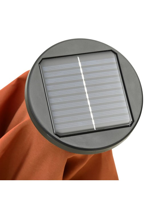 Sodo skėtis nuo saulės su LED, terakota, 200x211cm, aliuminis