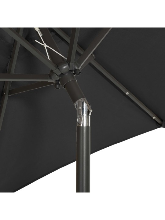 Skėtis nuo saulės su LED, juodos spalvos, 200x211cm, aliuminis