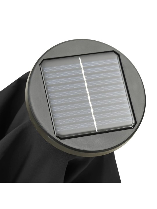 Skėtis nuo saulės su LED, juodos spalvos, 200x211cm, aliuminis