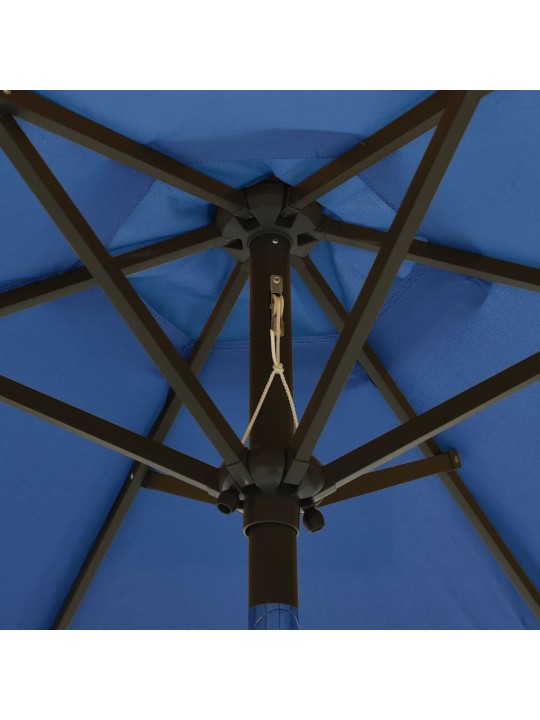 Skėtis nuo saulės su LED, tamsiai mėlynas, 200x211cm, aliuminis