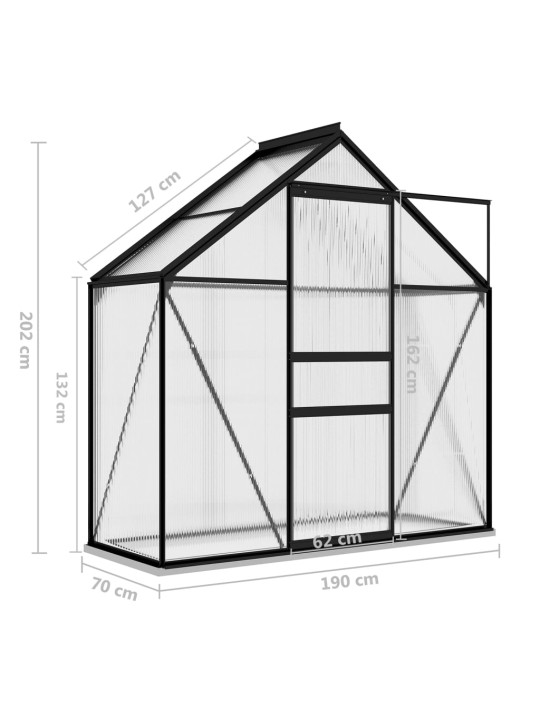 Šiltnamis, antracito spalvos, aliuminis, 1,33m²