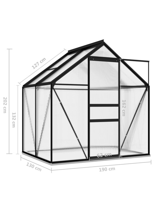 Šiltnamis, antracito spalvos, aliuminis, 2,47m²