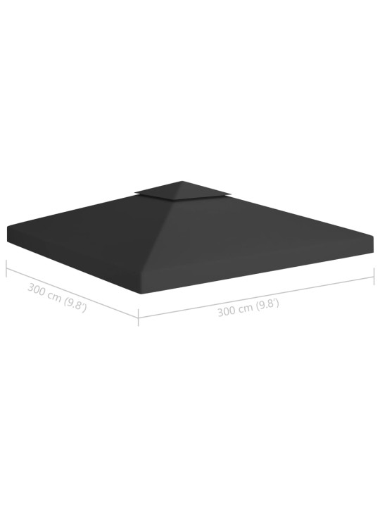 Pavėsinės uždangalas, 2 pakopų, juodas, 3x3m, 310 g/m²