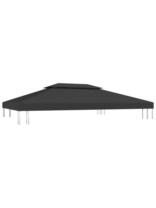 Pavėsinės uždangalas, 2 pakopų, juodas, 4x3m, 310 g/m²