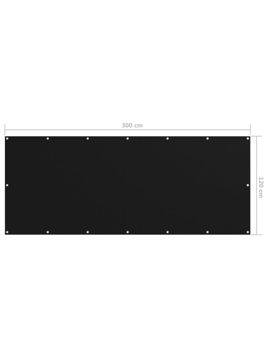 Balkono pertvara, juodos spalvos, 120x300cm, oksfordo audinys