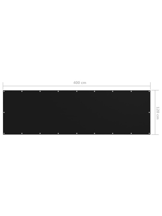 Balkono pertvara, juodos spalvos, 120x400cm, oksfordo audinys