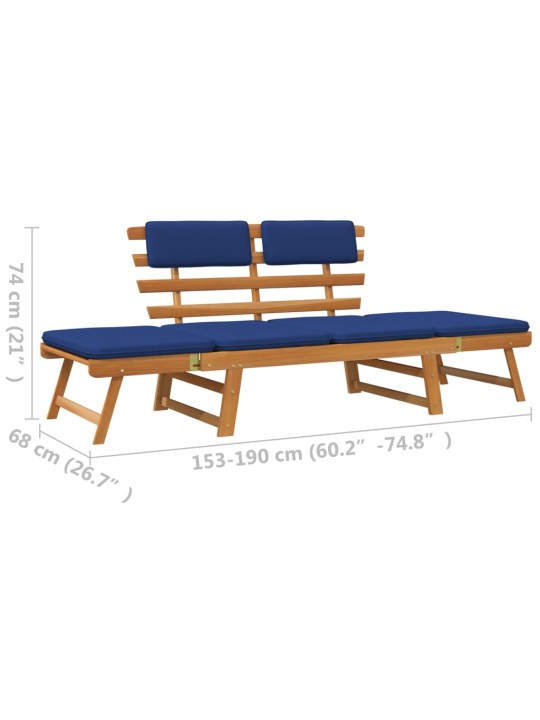 Sodo suoliukas su pagalvėlėmis, 190cm, akacijos masyvas