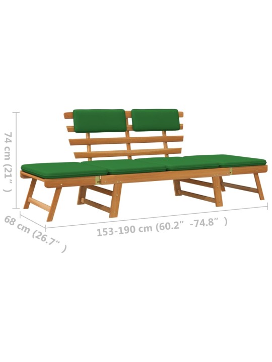 Sodo suoliukas su pagalvėlėmis, 190cm, akacijos masyvas