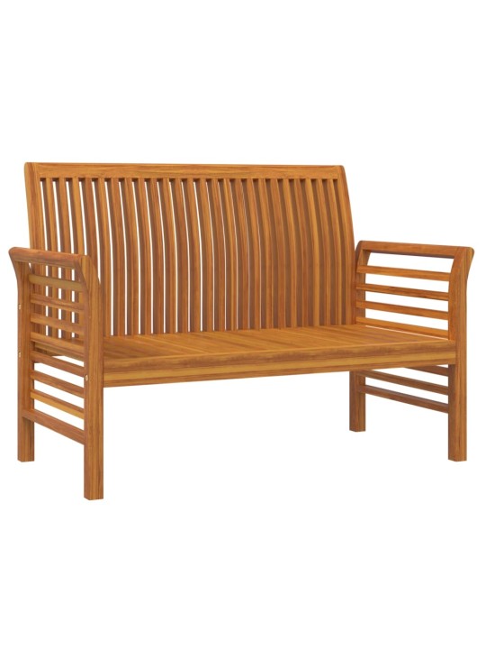 Sofa-suoliukas su kreminėmis pagalvėlėmis, akacijos masyvas