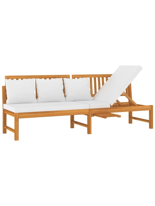 Sofa su kreminėmis pagalvėlėmis, 200x60x75cm, akacijos masyvas
