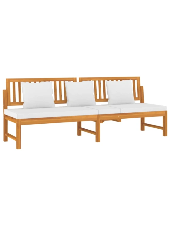 Sofa su kreminėmis pagalvėlėmis, 200x60x75cm, akacijos masyvas