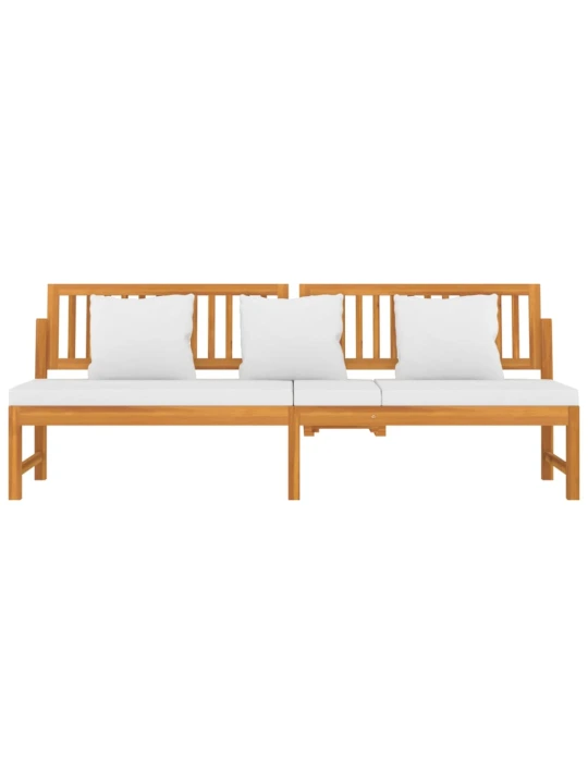 Sofa su kreminėmis pagalvėlėmis, 200x60x75cm, akacijos masyvas