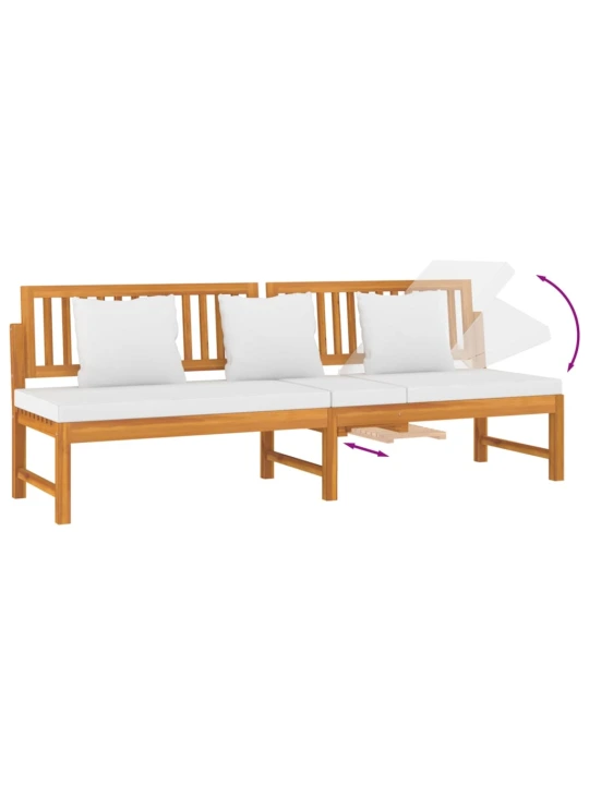 Sofa su kreminėmis pagalvėlėmis, 200x60x75cm, akacijos masyvas