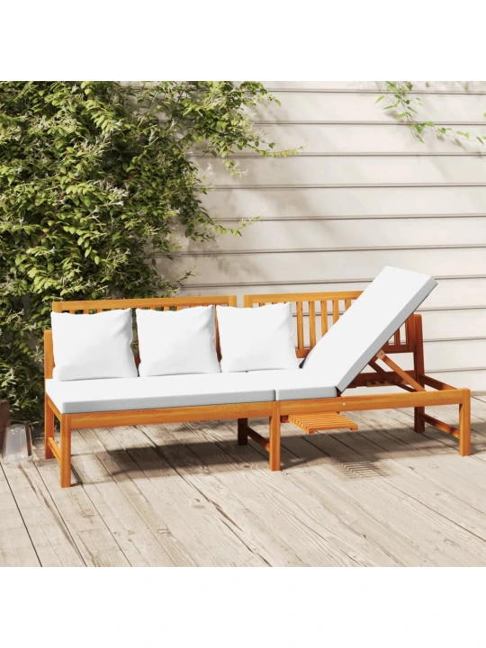 Sofa su kreminėmis pagalvėlėmis, 200x60x75cm, akacijos masyvas