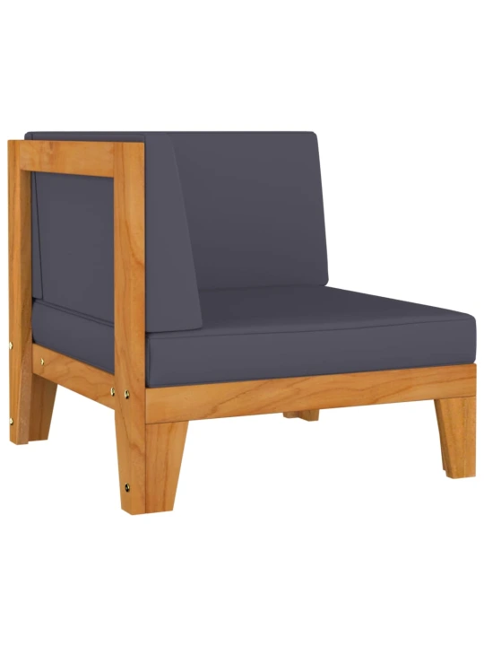 Modulinė kampinė sofa su tamsiai pilkomis pagalvėlėmis, akacija