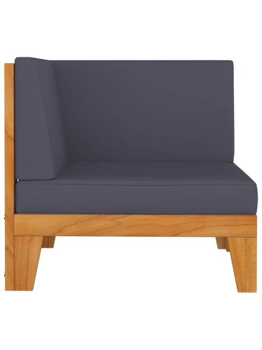 Modulinė kampinė sofa su tamsiai pilkomis pagalvėlėmis, akacija
