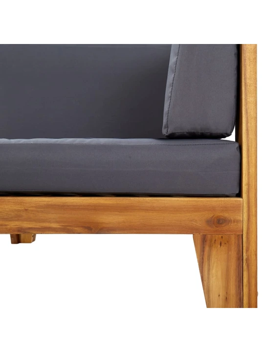 Modulinė kampinė sofa su tamsiai pilkomis pagalvėlėmis, akacija