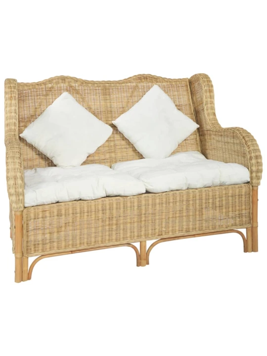 Dvivietė sofa, natūralus ratanas ir linas